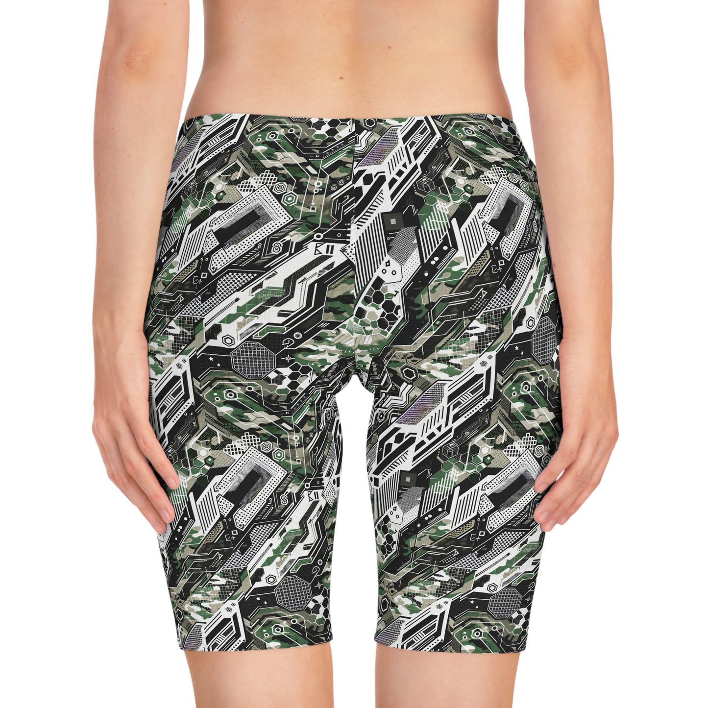 Tech Camo Fusion Tech-Forward Streetwear With a Futuristic Edge Women's Bike Shorts - 8404 Design-46