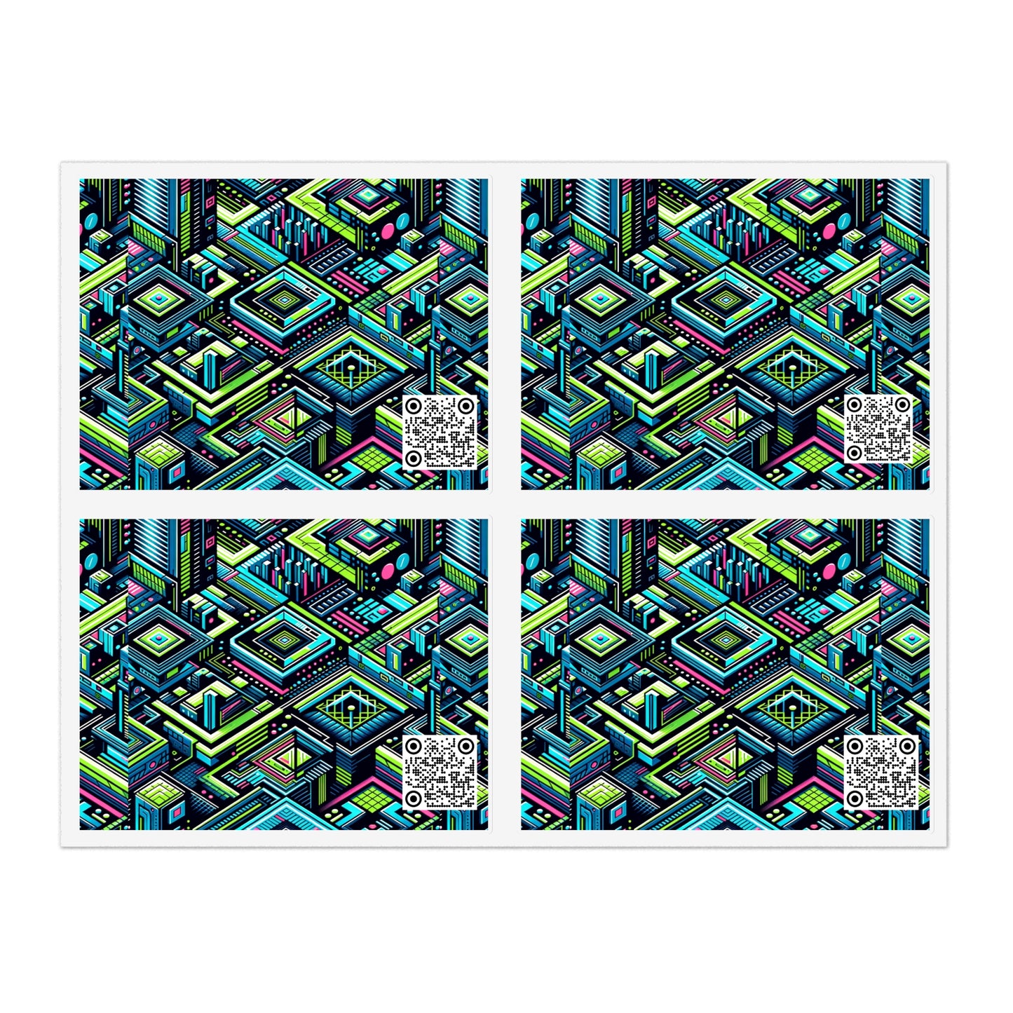 Tech Neon Fusion Tech-Forward Streetwear Sticker Sheets - 8404 Design-51