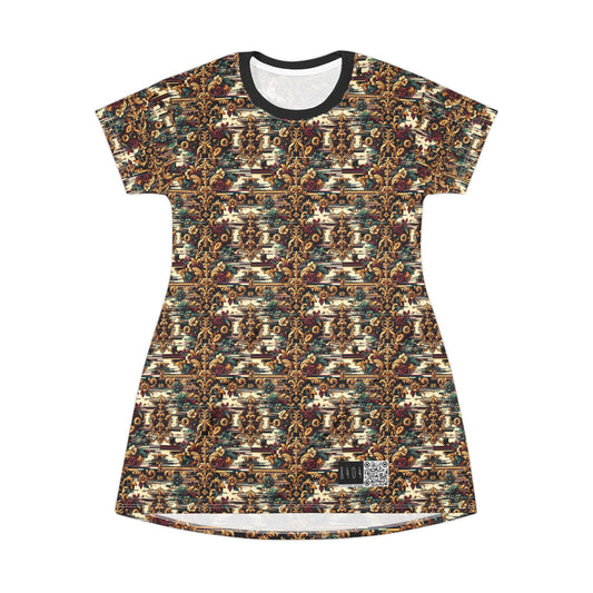 Digital Renaissance Modern Baroque Fusion T-Shirt Dress - 8404 Design-63