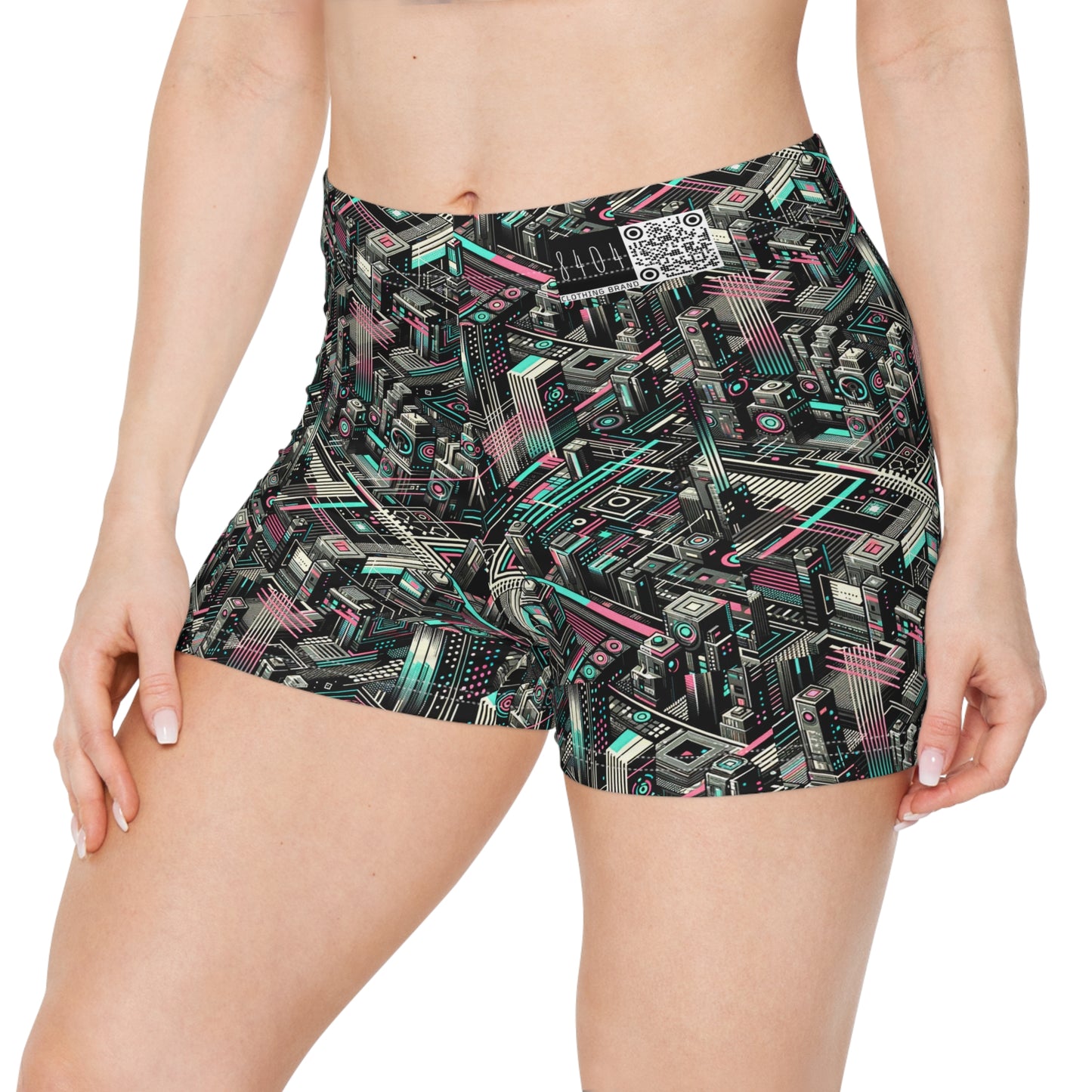 Digital Dreamland Tech-Inspired Streetwear Women's Shorts - 8404 Design-51