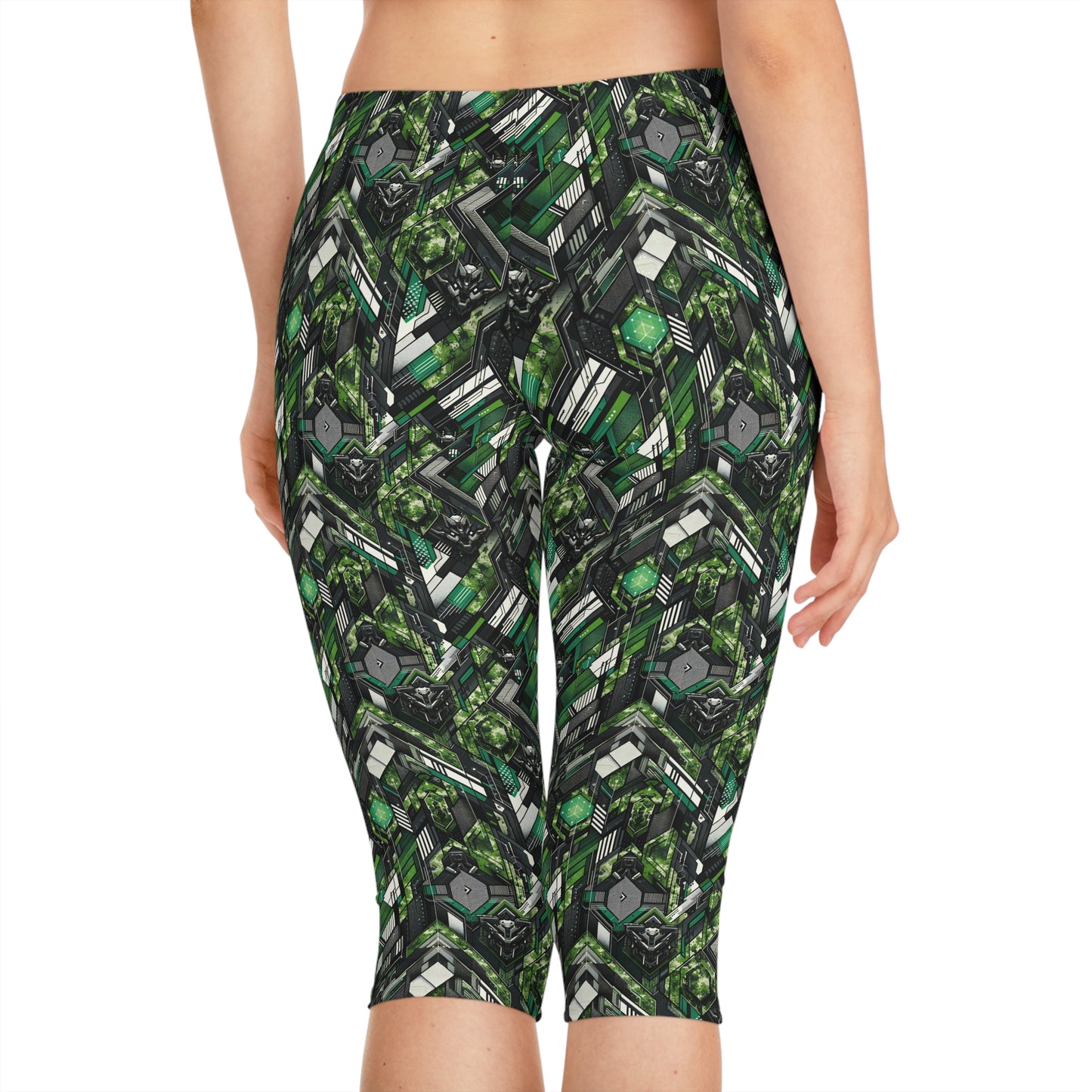 Tech Camo Fusion Tech-Forward Streetwear With a Futuristic Edge Women's Capri Leggings - 8404 Design-58