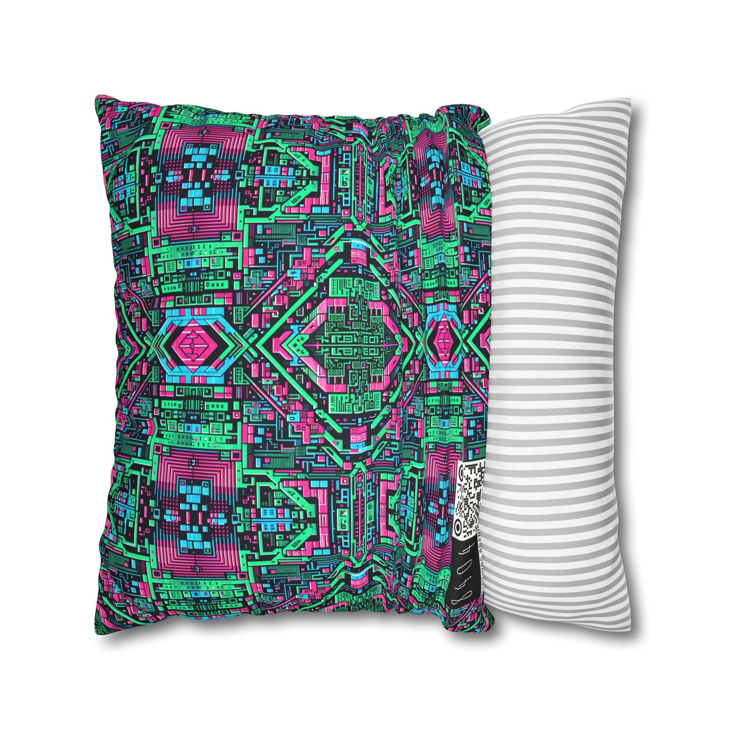 Digital Glitch Vibes Tech-Inspired Streetwear Faux Suede Square Pillowcase - 8404 Design-71