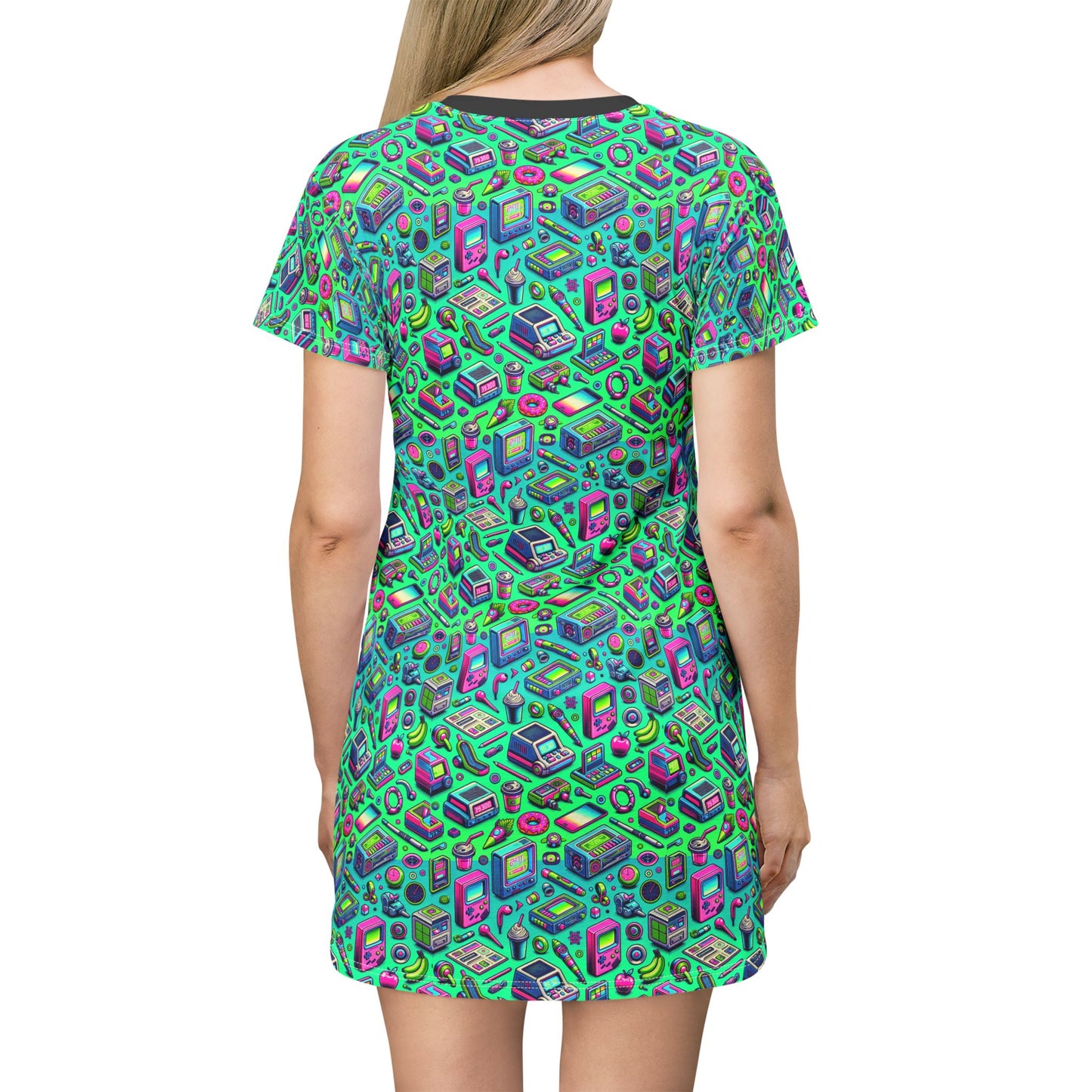 Y2k Revival Nostalgic Futurism T-Shirt Dress - 8404 Design-48