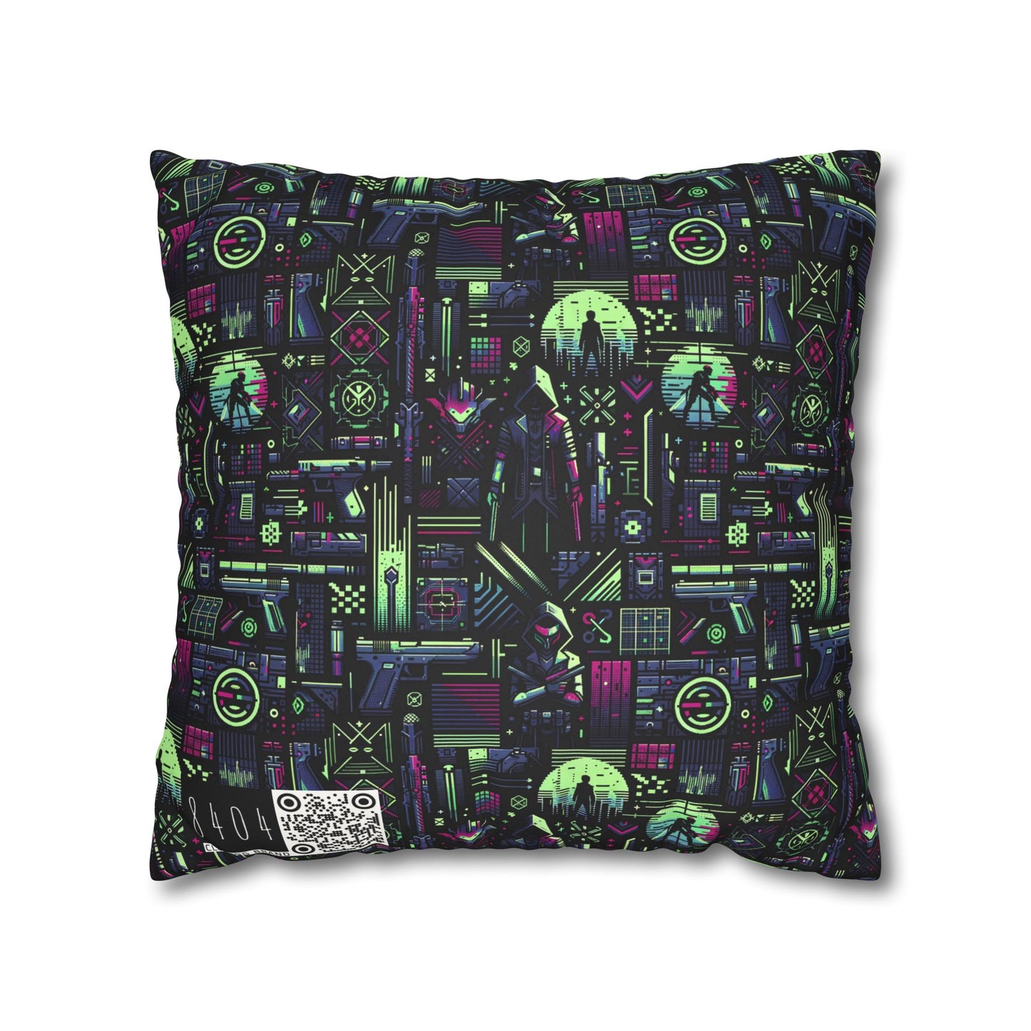 Tech Noir Futuristic Cyberpunk Faux Suede Square Pillowcase - 8404 Design-63