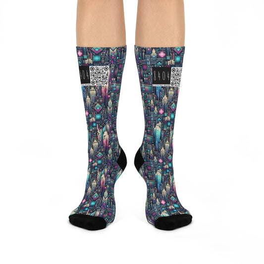 Digital Renaissance Tech-Forward Maximalism Cushioned Crew Socks - 8404 Design-56