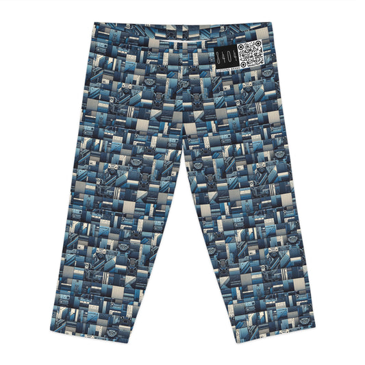 Tech-Inspired Utility Tech-Forward Streetwear With Utilitarian Edge Women's Capri Leggings - 8404 Design-44