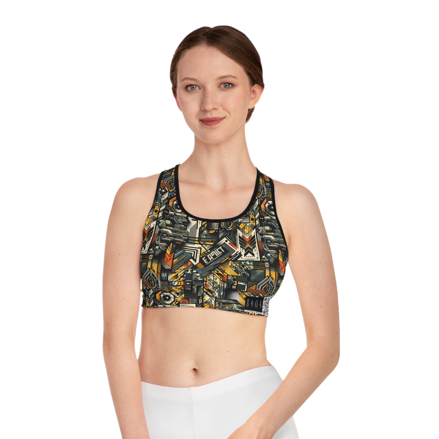 Digital Punk Futuristic Grunge Sports Bra - 8404 Design-49