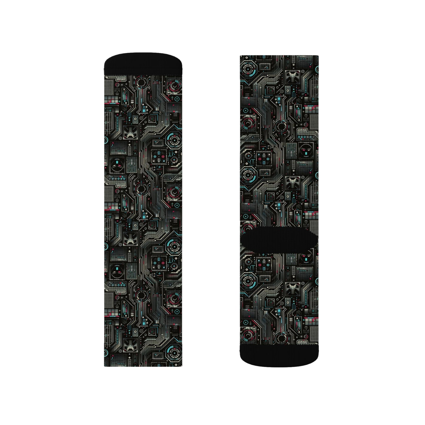 Tech Noir Aesthetics Sleek Tech Streetwear Sublimation Socks - 8404 Design-52