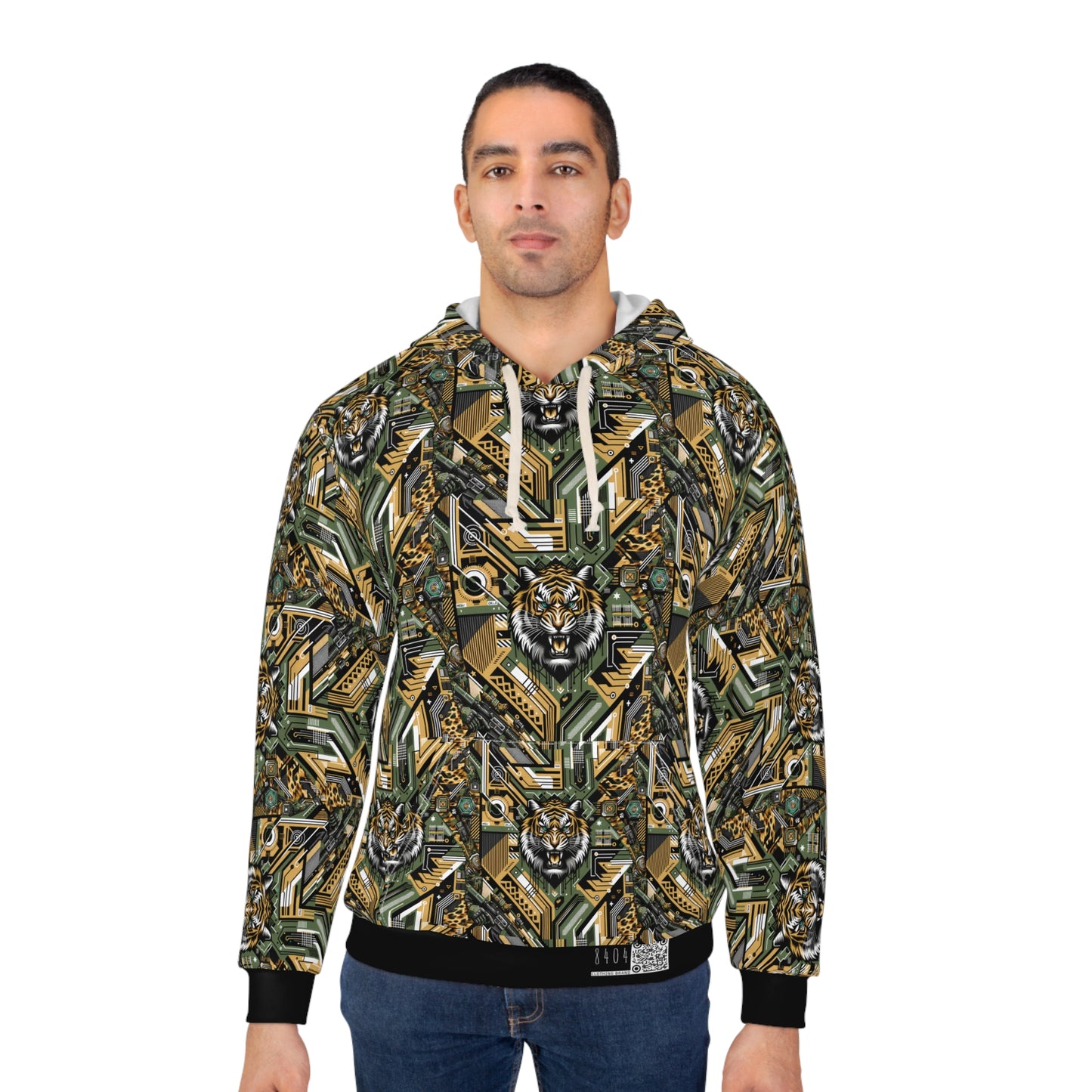 Neo-Camo Fusion Tech-Forward Streetwear Pullover Hoodie - 8404 Design-58