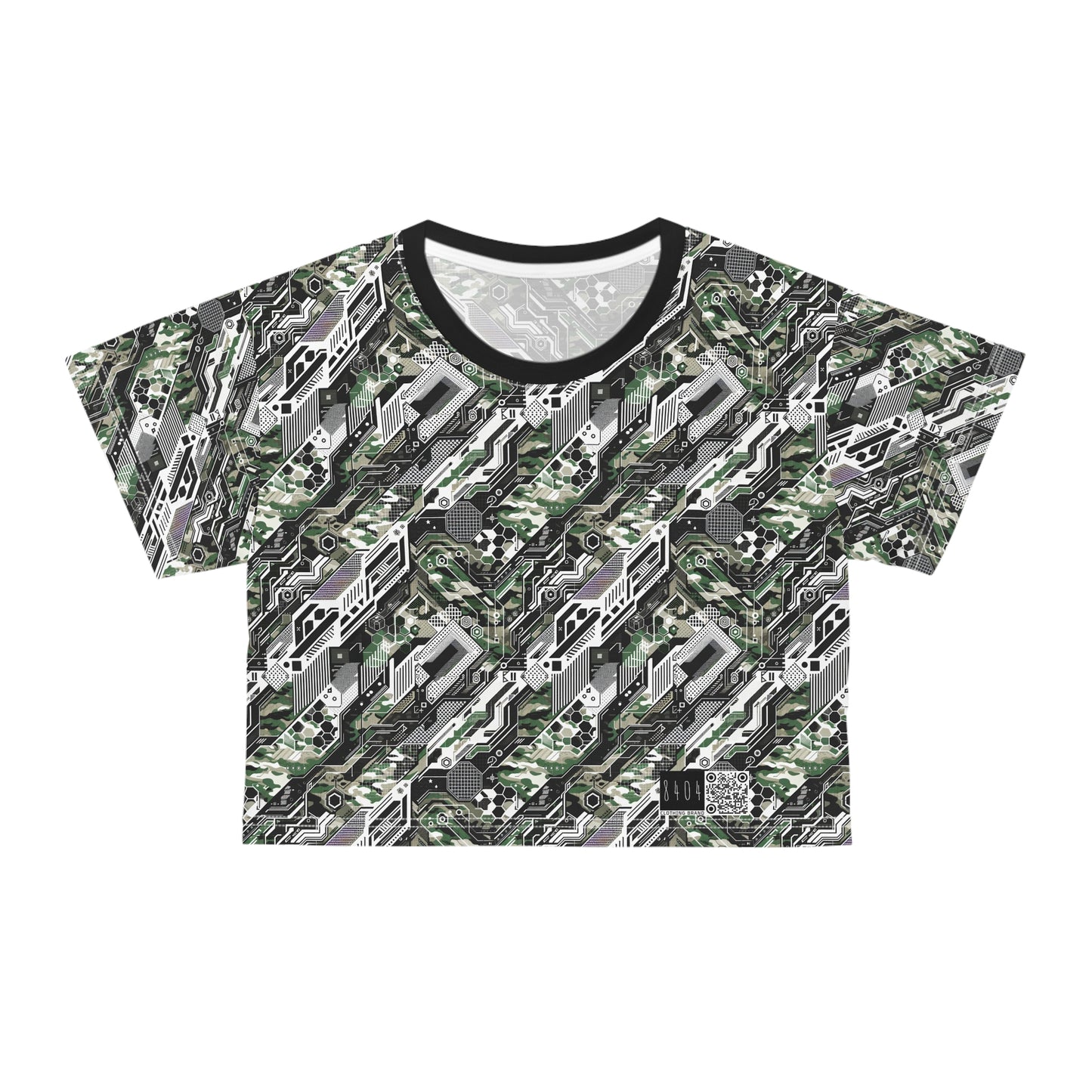 Tech Camo Fusion Tech-Forward Streetwear With a Futuristic Edge Crop Tee - 8404 Design-46