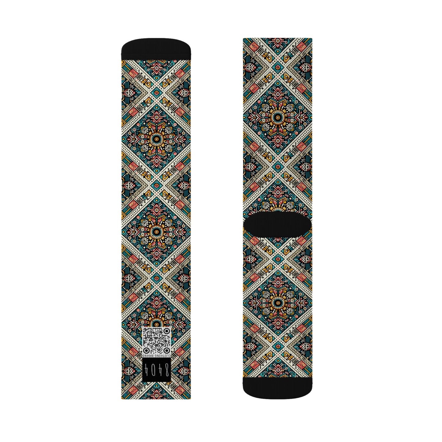Cultural Fusion Tech Blend of Cultural Heritage With Tech-Inspired Elements Sublimation Socks - 8404 Design-64