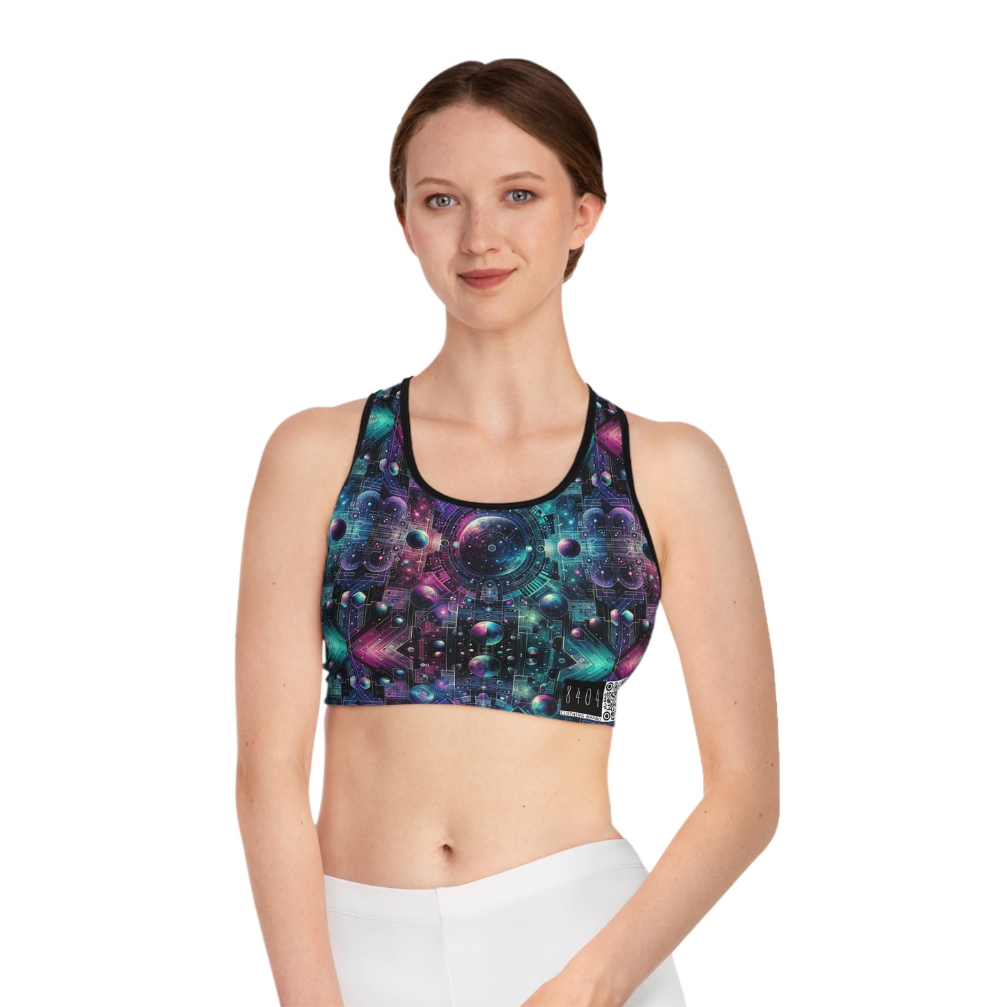 Galactic Hues Tech-Forward Cosmic Fusion Sports Bra - 8404 Design-59
