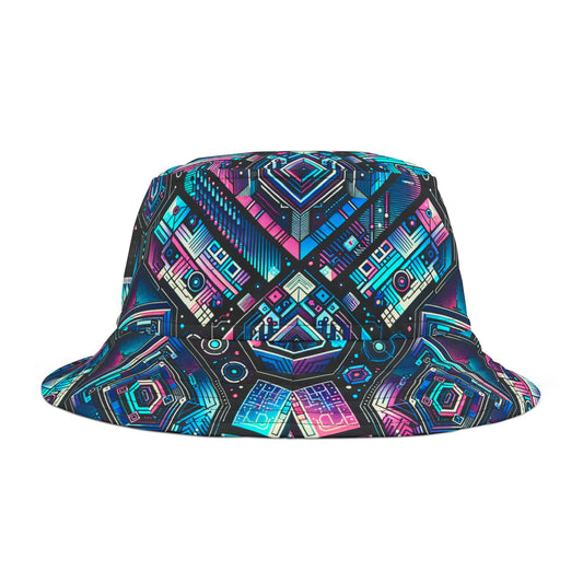 Digital Dreamland Futuristic Tech Aesthetic Bucket Hat - 8404 Design-46