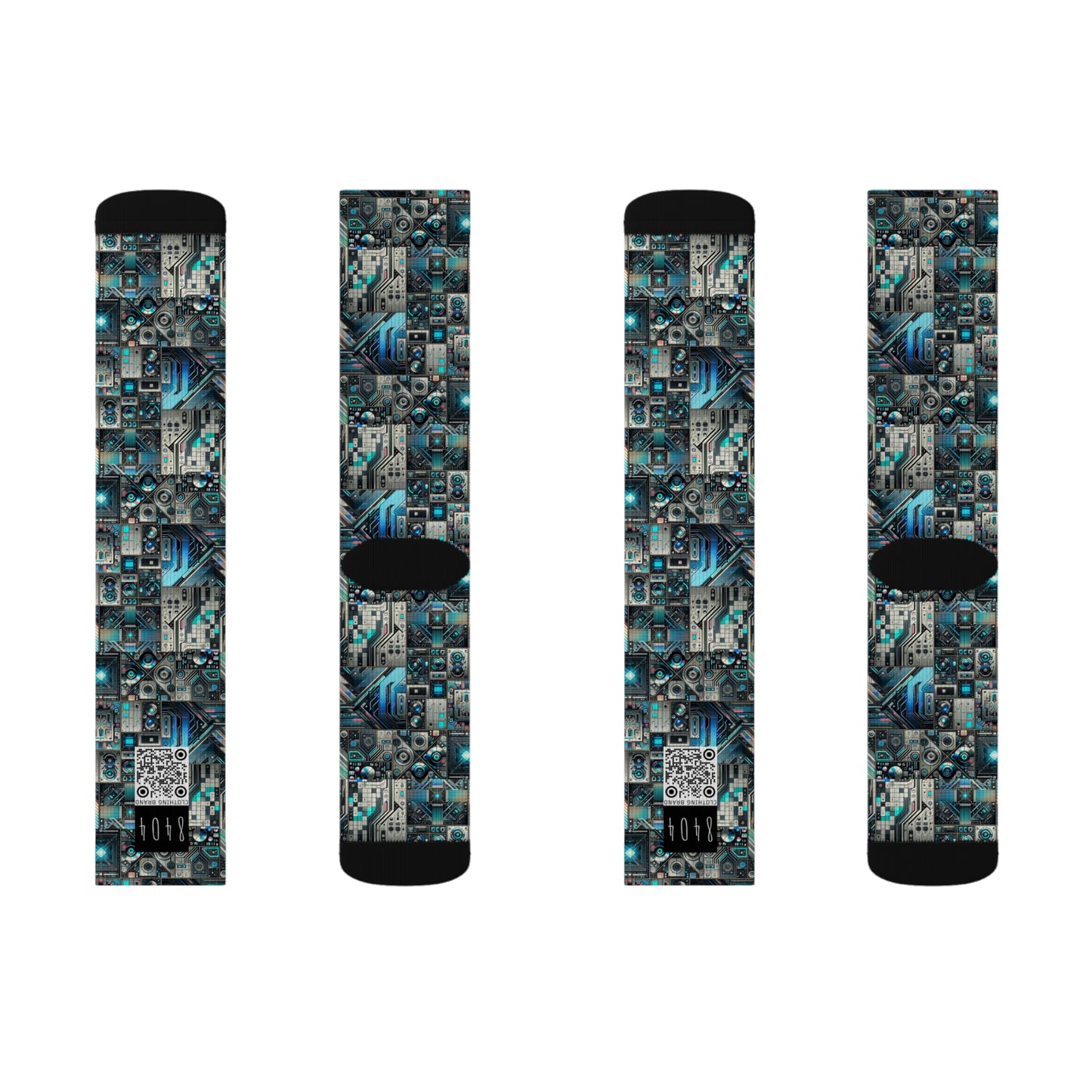 Tech-Infused Futurism Sleek Tech Edge Sublimation Socks - 8404 Design-48