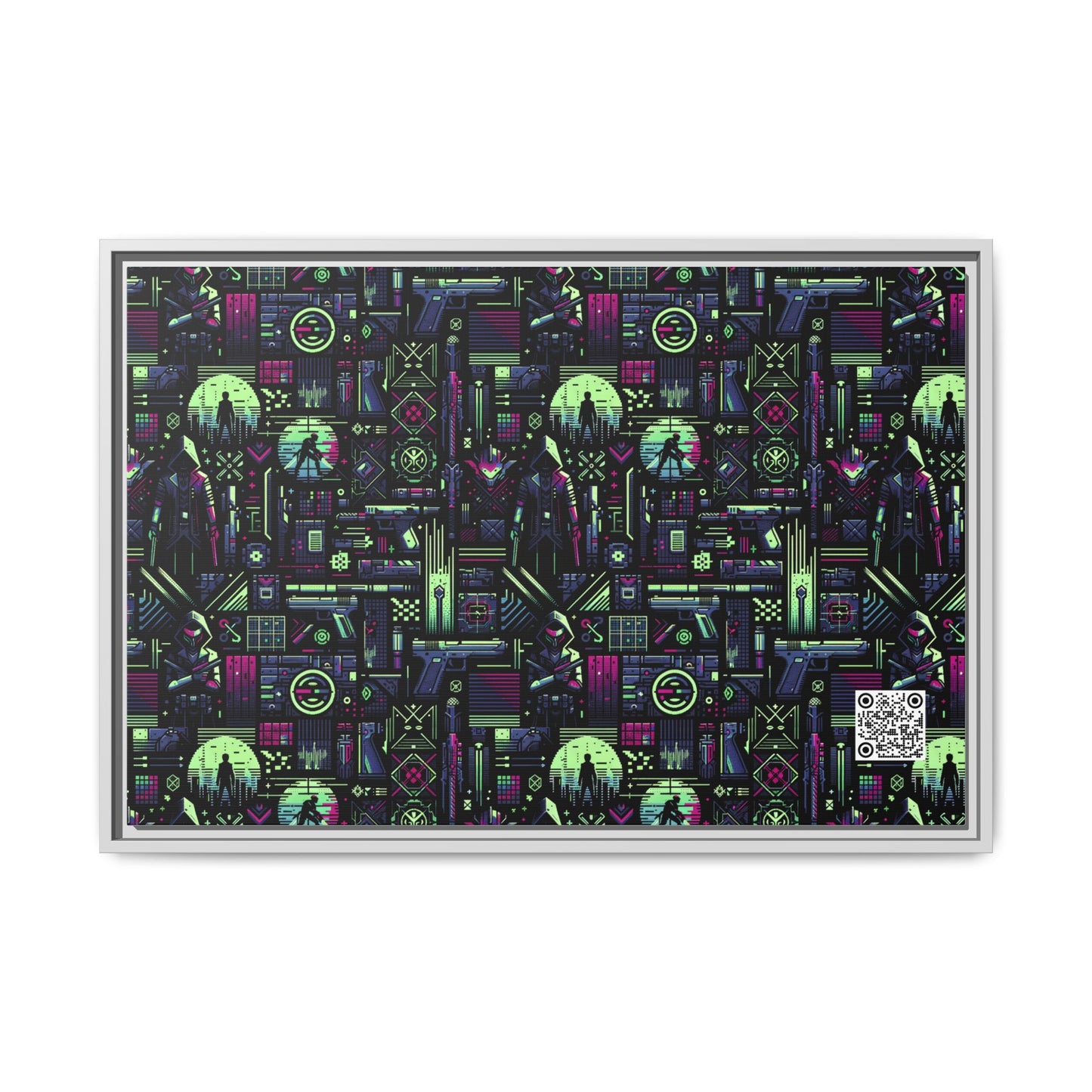 Tech Noir Futuristic Cyberpunk Matte Canvas, Framed (multi-Color) - 8404 Design-63 A