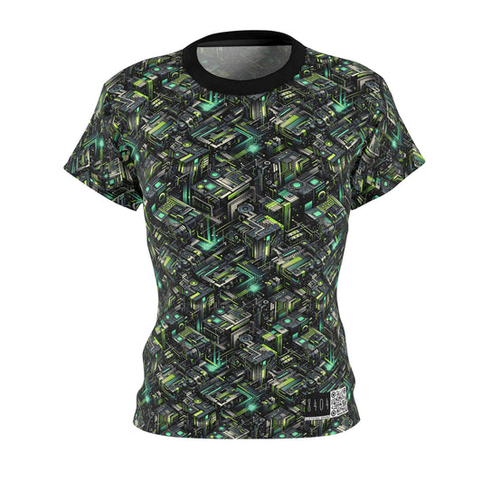 Tech-Infused Graphics Tech-Forward Streetwear Women's Cut & Sew Tee - 8404 Design-47