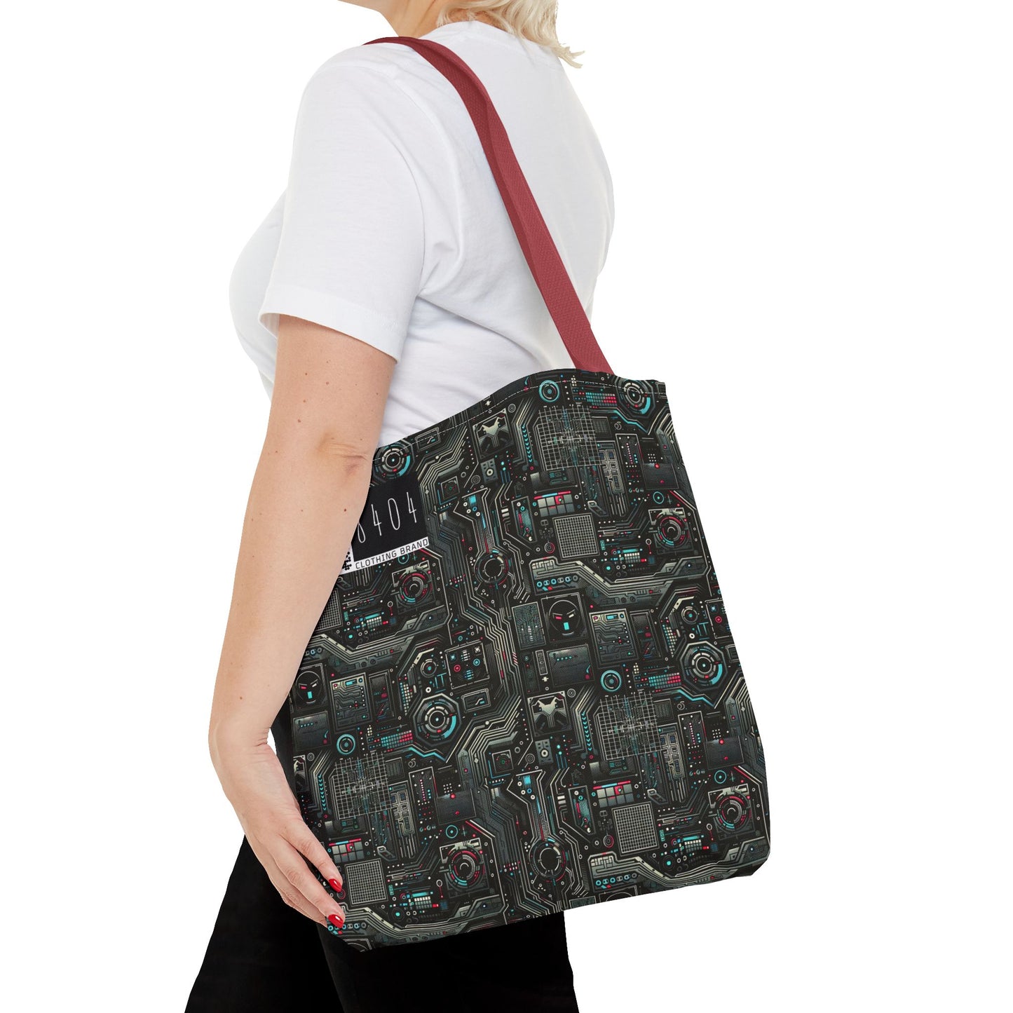 Tech Noir Aesthetics Sleek Tech Streetwear Tote Bag - 8404 Design-52