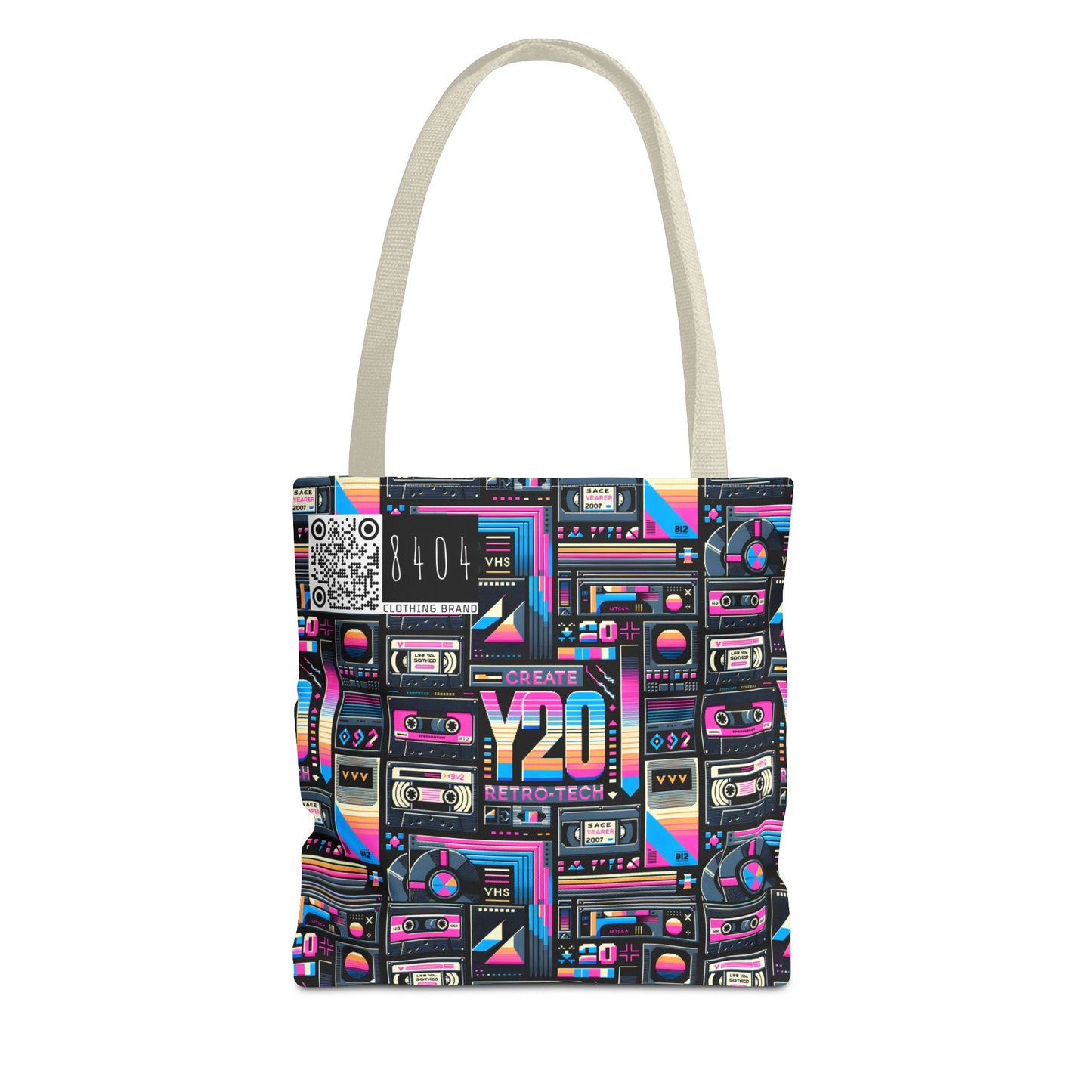 Digital Nostalgia Tech-Inspired Retro Fusion Tote Bag - 8404 Design-65