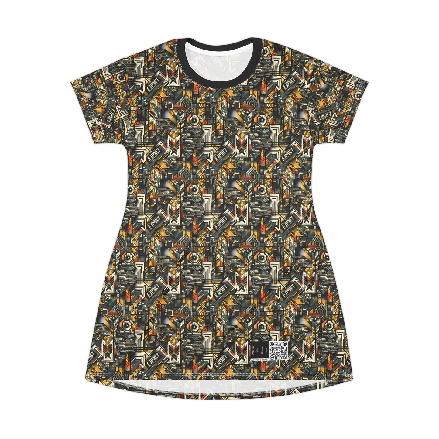 Digital Punk Futuristic Grunge T-Shirt Dress - 8404 Design-49