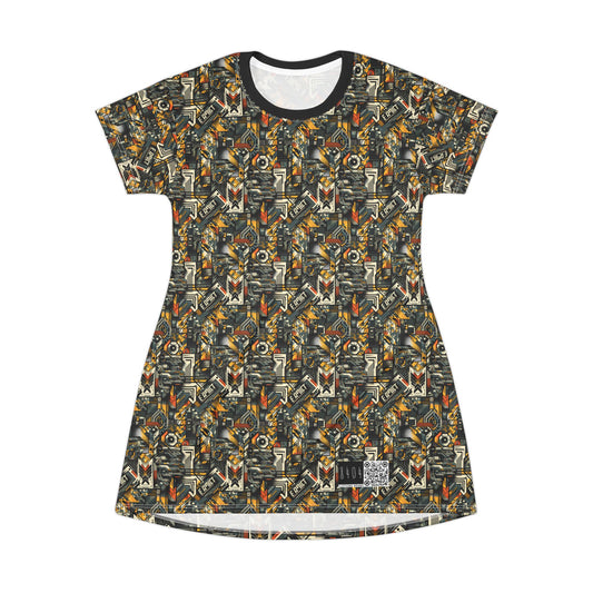 Digital Punk Futuristic Grunge T-Shirt Dress - 8404 Design-49