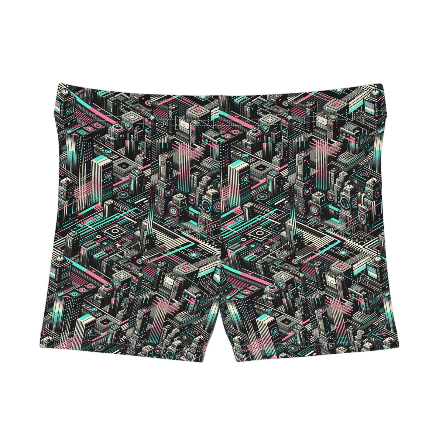 Digital Dreamland Tech-Inspired Streetwear Women's Shorts - 8404 Design-51