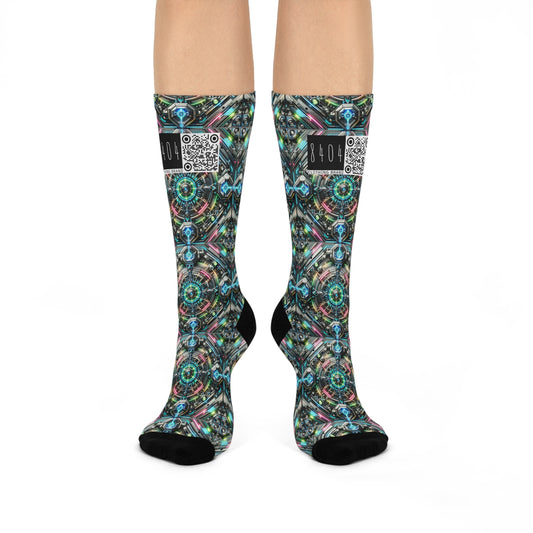 Tech-Infused Futurism Futuristic Tech Cushioned Crew Socks - 8404 Design-53
