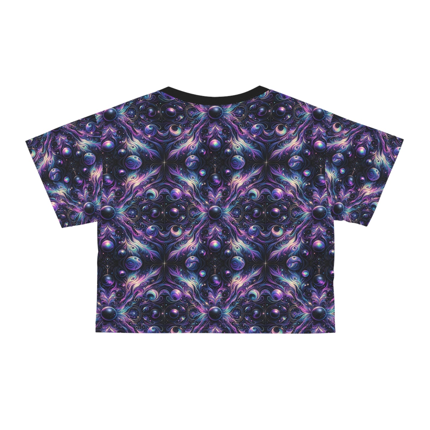 Galactic Hues Tech-Forward Cosmic Fusion Crop Tee - 8404 Design-41