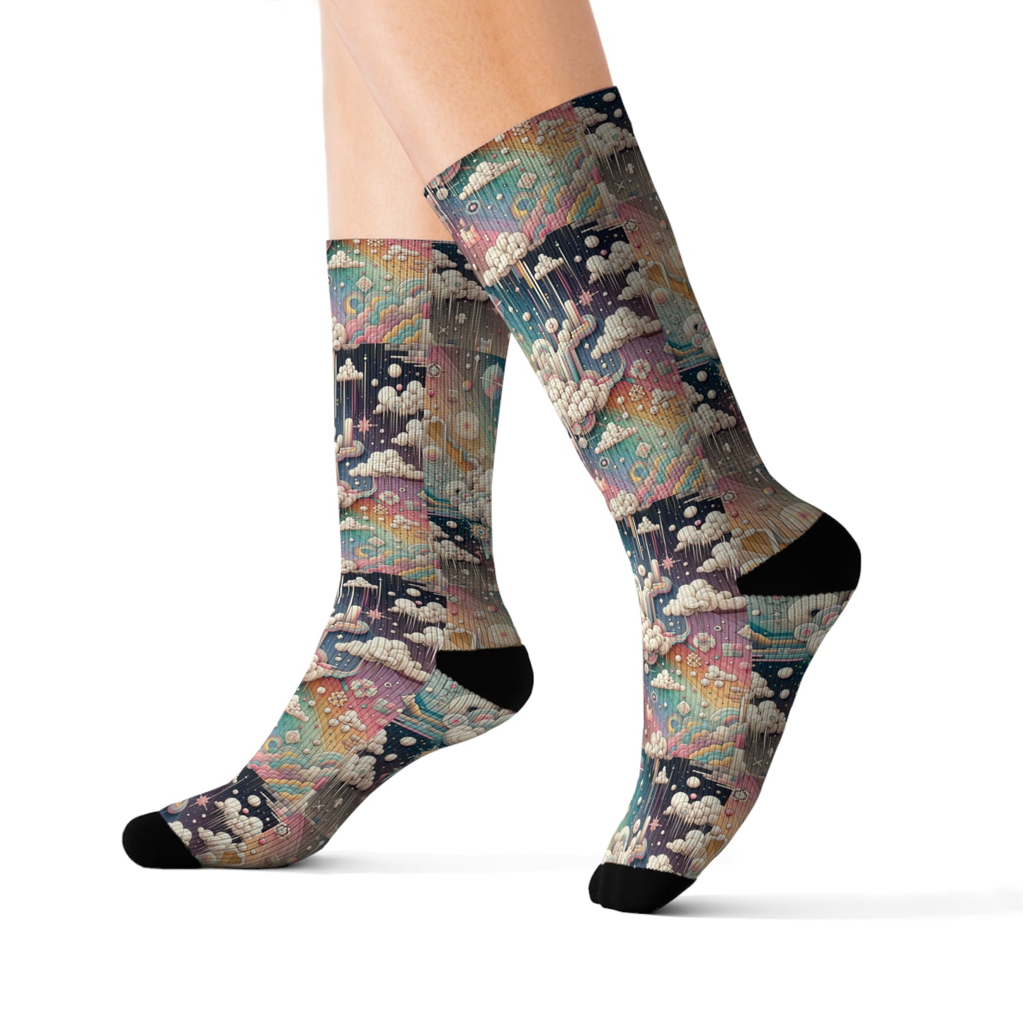 Digital Dreamland Whimsical and Nostalgic Streetwear With a Digital Twist Sublimation Socks - 8404 Design-52