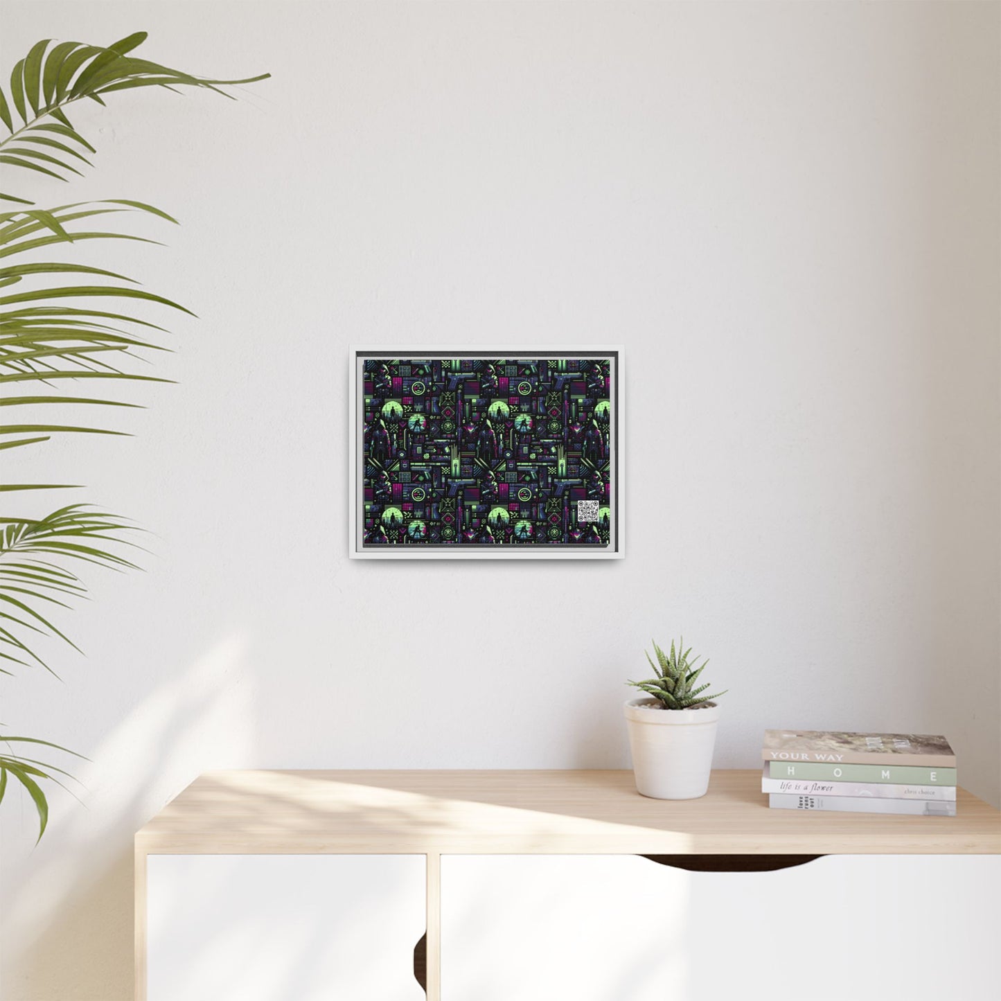 Tech Noir Futuristic Cyberpunk Matte Canvas, Framed (multi-Color) - 8404 Design-63 A