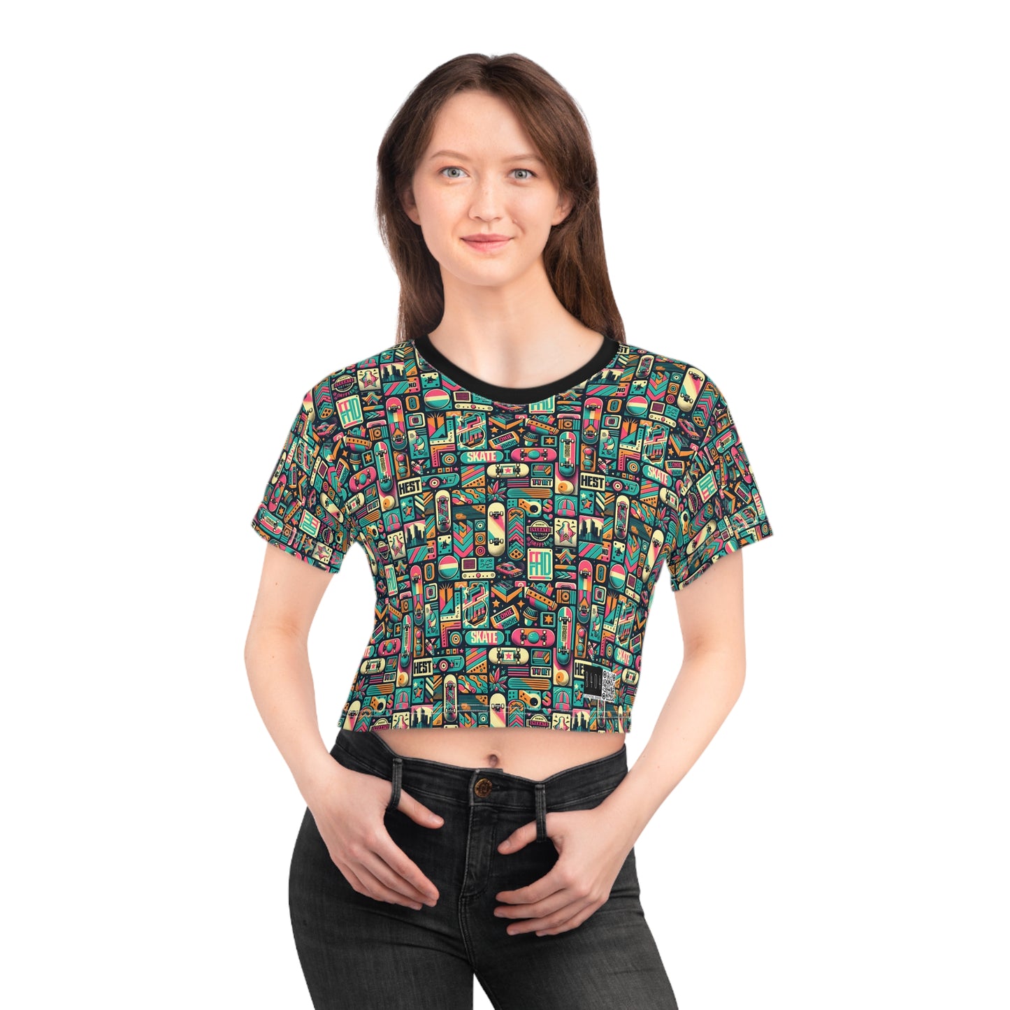 Skate Culture Revival Urban Retro Cool Crop Tee - 8404 Design-61