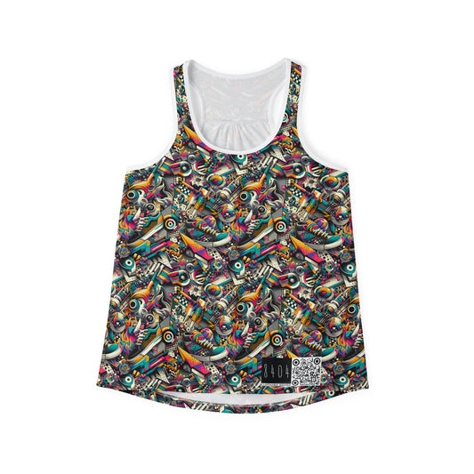 Urban Graffiti Fusion Eclectic Street Art Meets Modern Tech Culture Women's Tank Top - 8404 Design-55