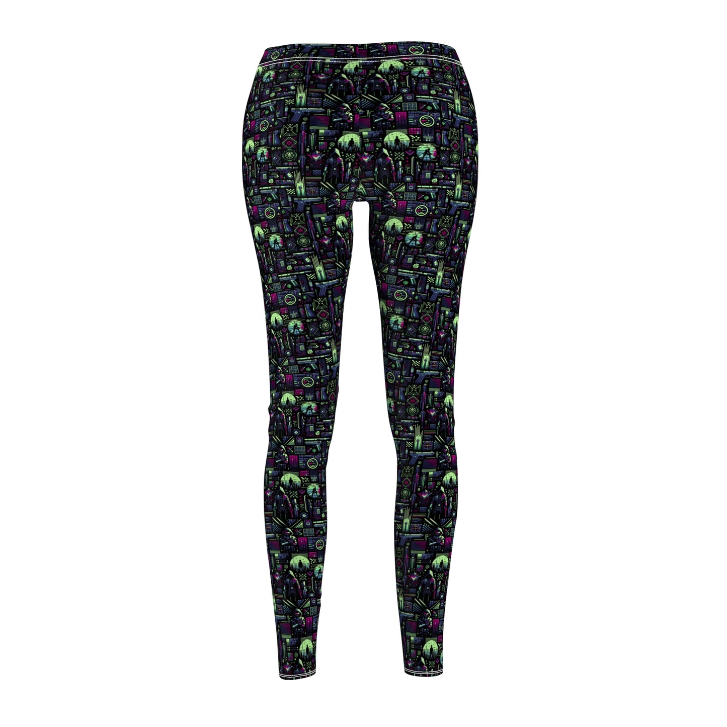 Tech Noir Futuristic Cyberpunk Women's Cut & Sew Casual Leggings - 8404 Design-63