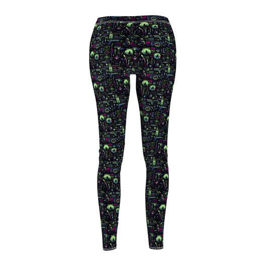Tech Noir Futuristic Cyberpunk Women's Cut & Sew Casual Leggings - 8404 Design-63
