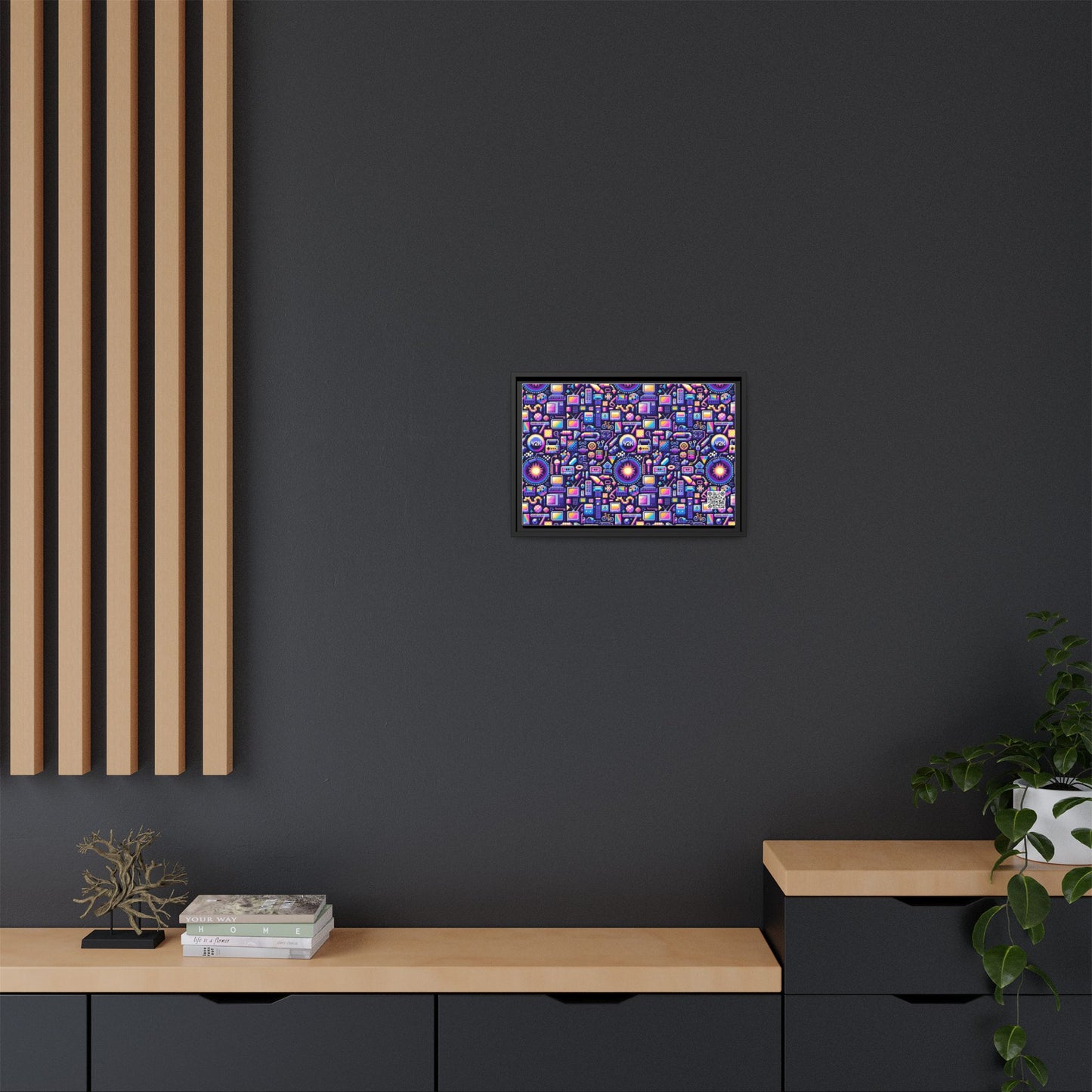 Digital Nostalgia Modern Retro Fusion Matte Canvas, Framed (multi-Color) - 8404 Design-64 B
