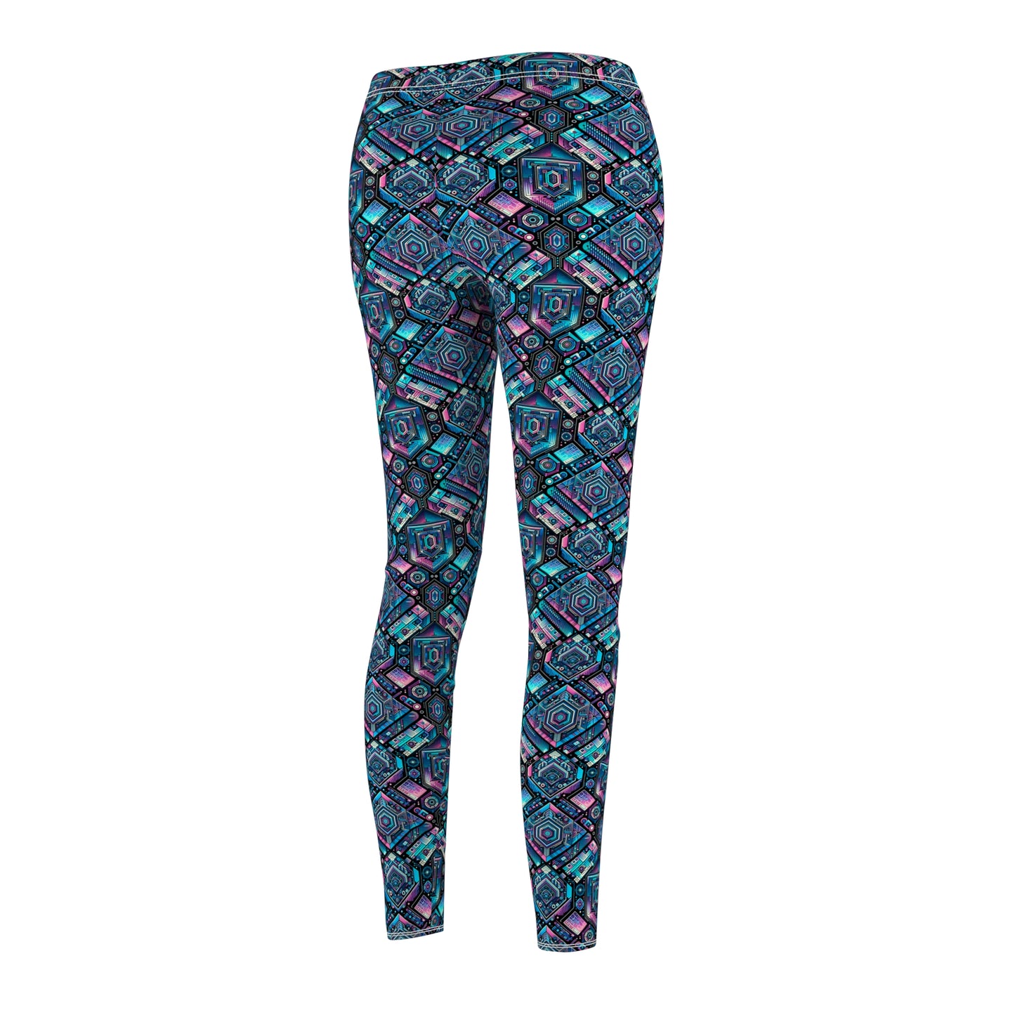 Digital Dreamland Futuristic Tech Aesthetic Women's Cut & Sew Casual Leggings - 8404 Design-46