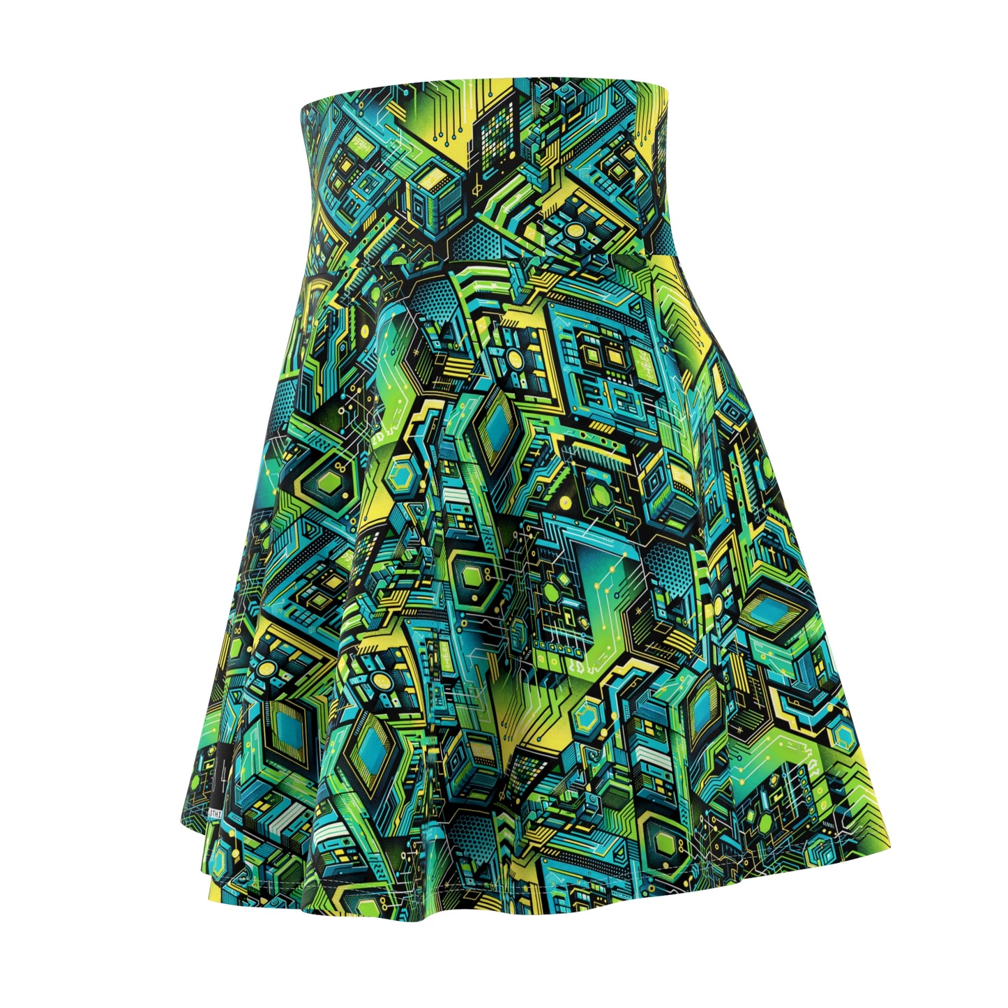 Tech-Infused Neon Tech-Forward Streetwear Women's Skater Skirt - 8404 Design-38