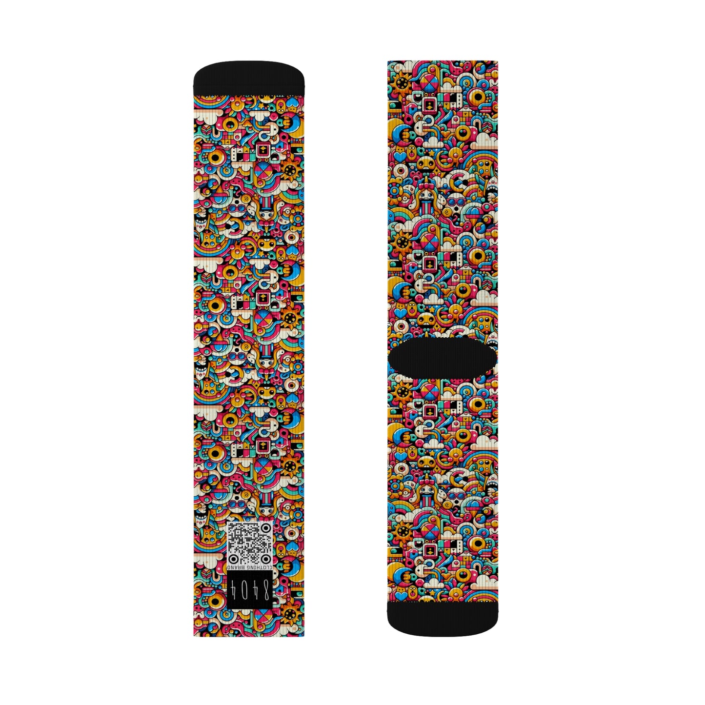 Neon Pop Playful Pop Culture Mashup Sublimation Socks - 8404 Design-62