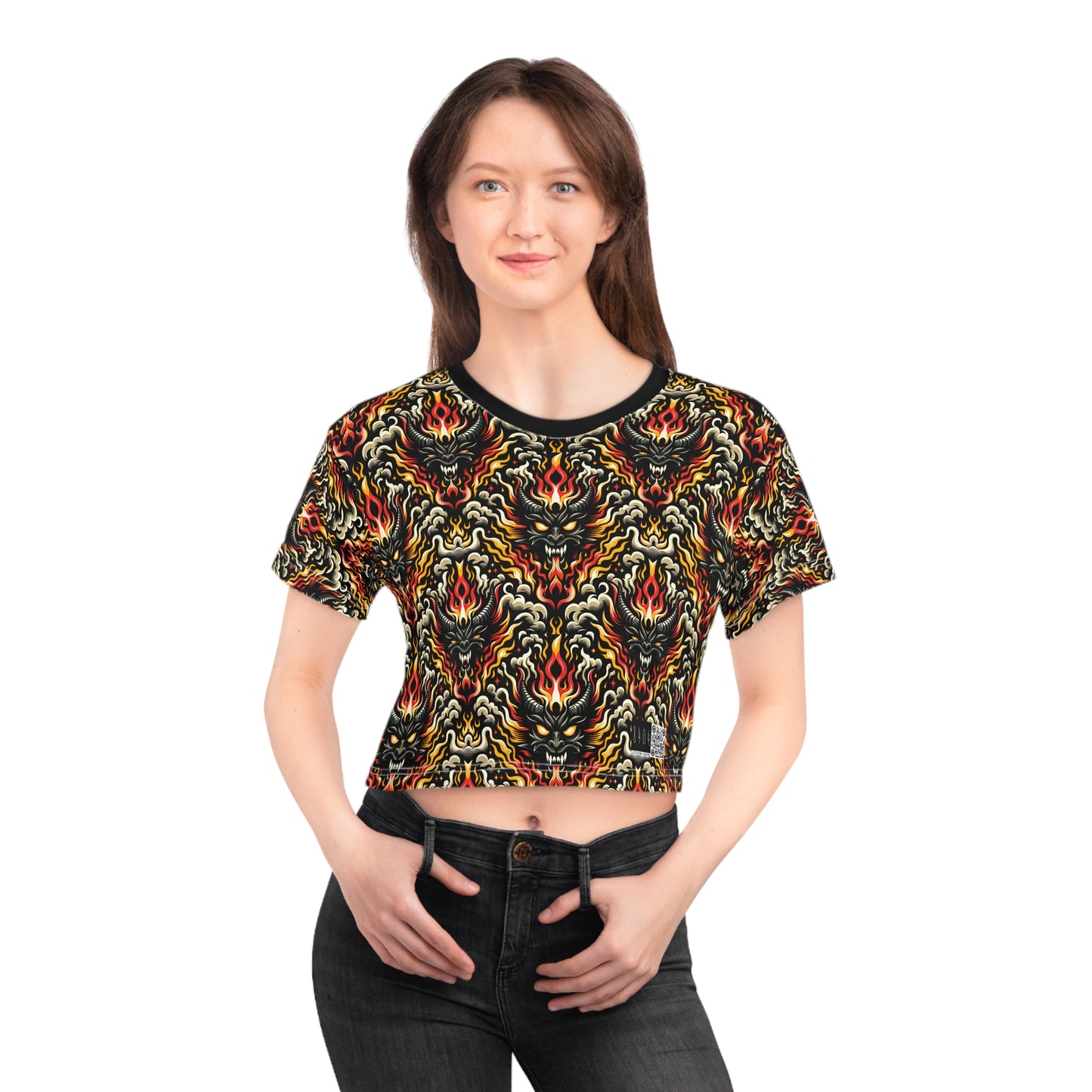 Flame Graphics Maximalist Streetwear Crop Tee - 8404 Design-59