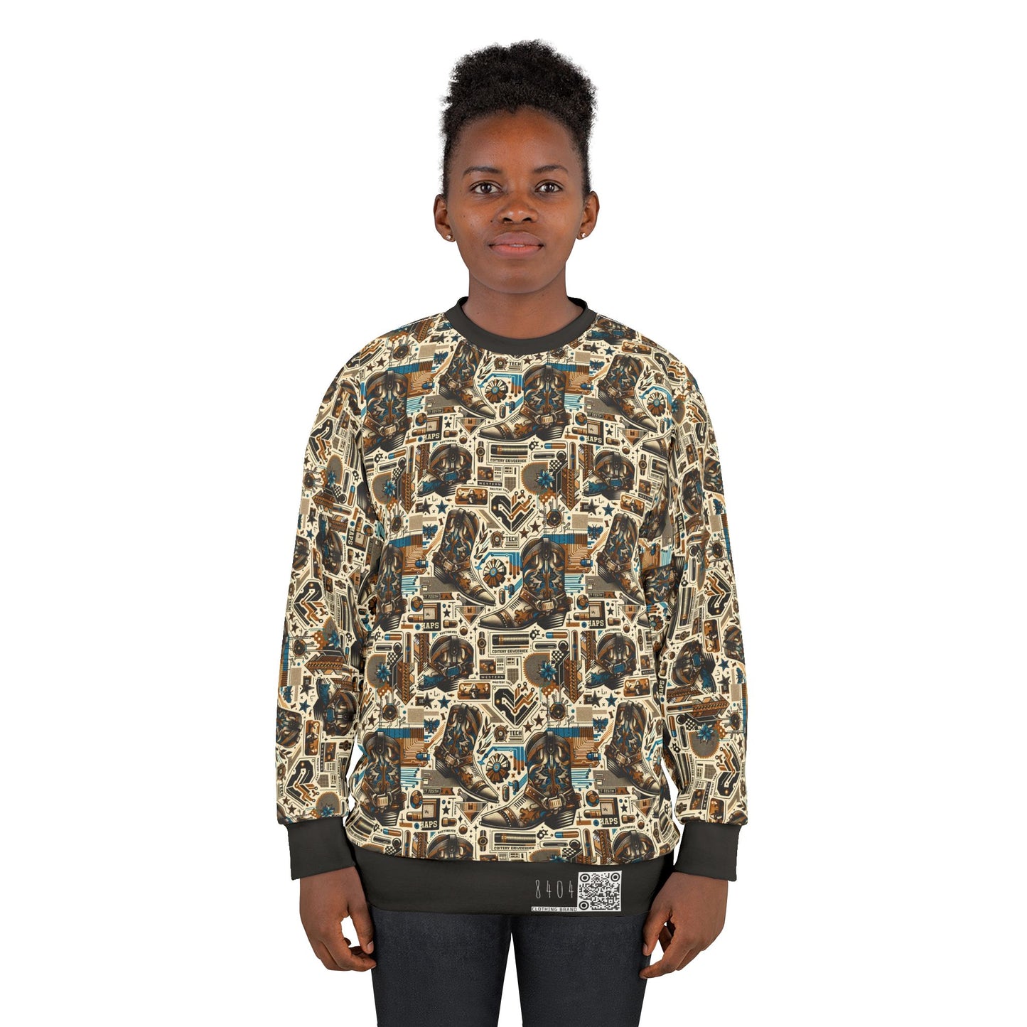 Digital Cowboy Chic Tech-Infused Western Fusion Sweatshirt - 8404 Design-45