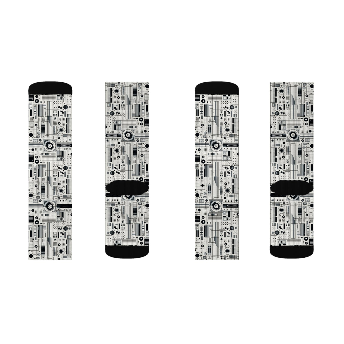 Digital Minimalism Minimalist Tech Sublimation Socks - 8404 Design-53