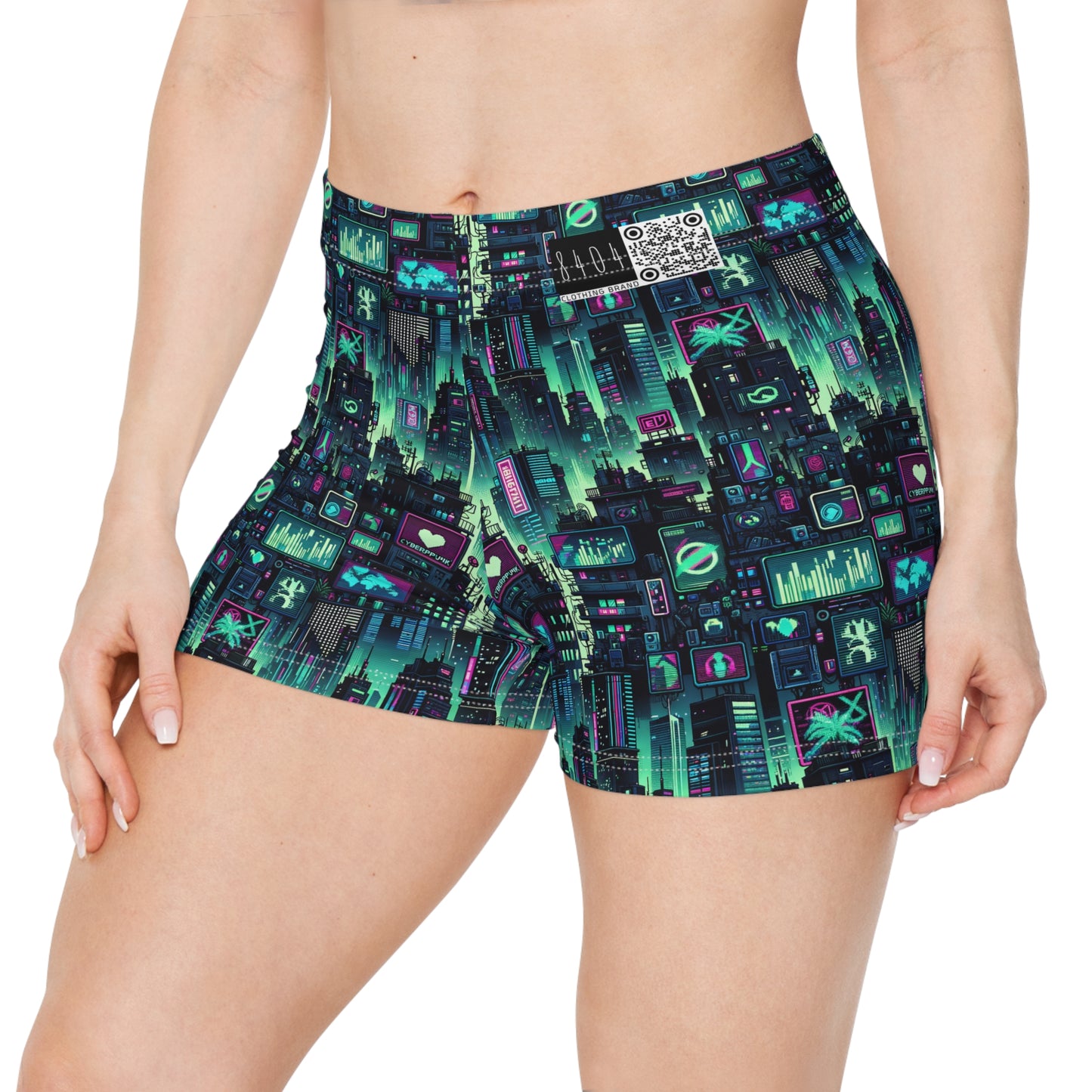 Tech Noir Graphics Futuristic Cyberpunk Women's Shorts - 8404 Design-52