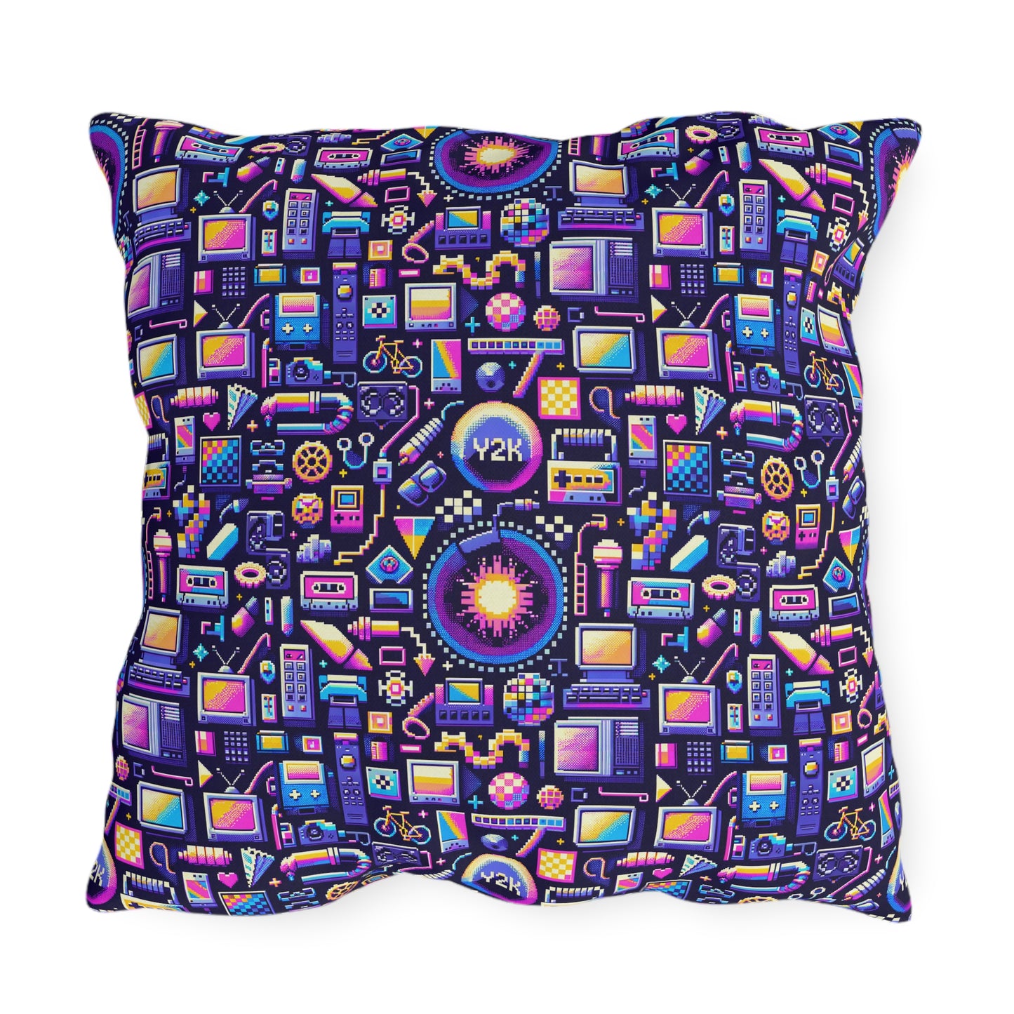 Digital Nostalgia Modern Retro Fusion Outdoor Pillow - 8404 Design-64
