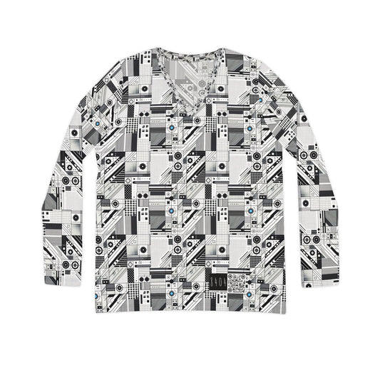 Digital Minimalism Minimalist Tech Women's Long Sleeve V-neck Shirt - 8404 Design-52