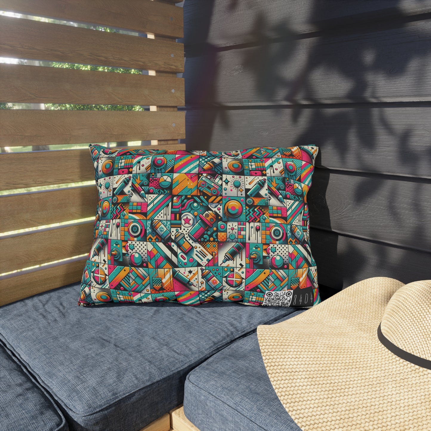 Graffiti Fusion Modern Street Art Fusion Outdoor Pillow - 8404 Design-58