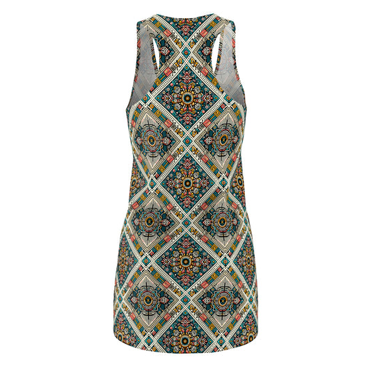 Cultural Fusion Tech Blend of Cultural Heritage With Tech-Inspired Elements Women's Cut & Sew Racerback Dress - 8404 Design-64