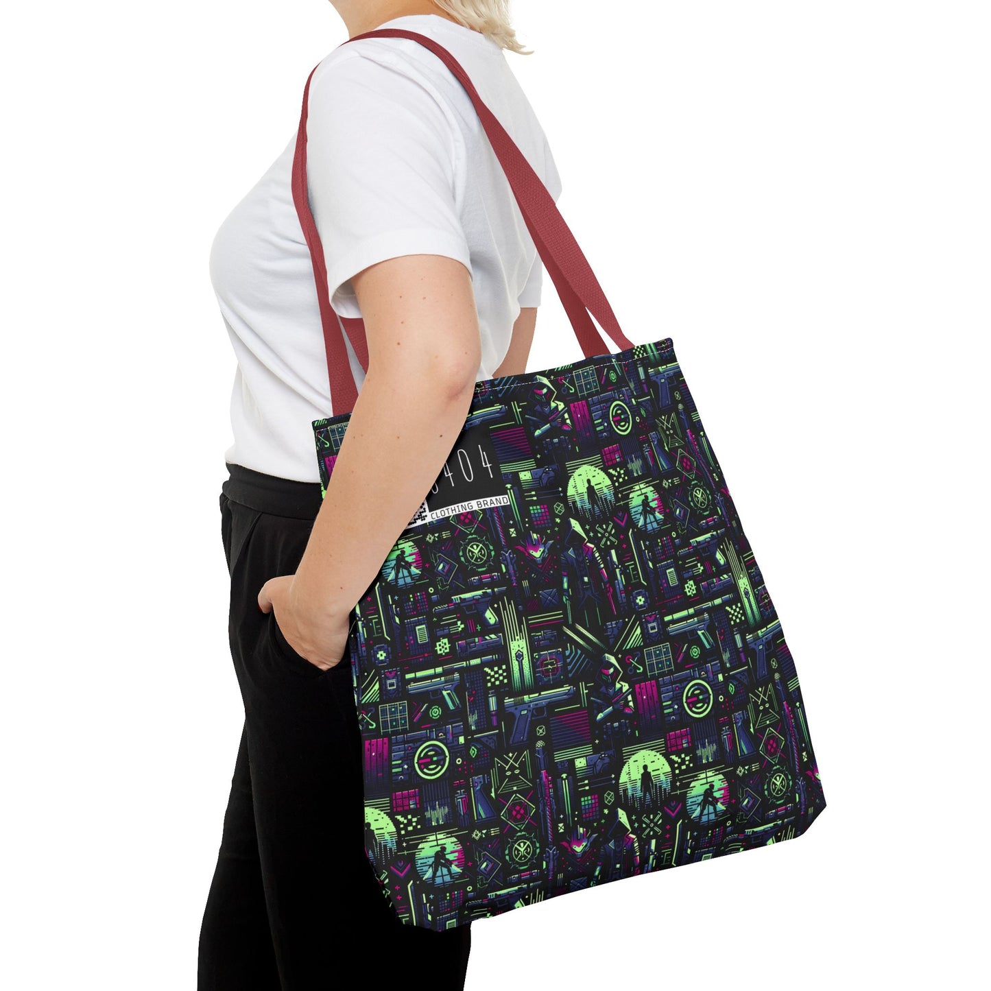 Tech Noir Futuristic Cyberpunk Tote Bag - 8404 Design-63