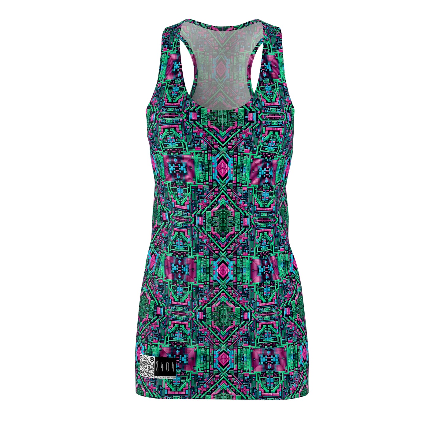 Digital Glitch Vibes Tech-Inspired Streetwear Women's Cut & Sew Racerback Dress - 8404 Design-71