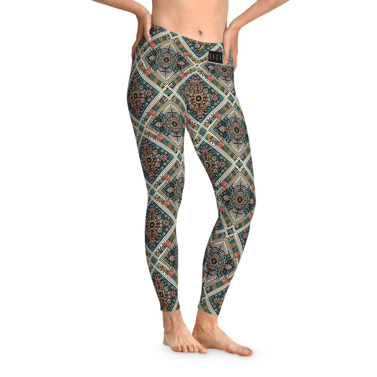Cultural Fusion Tech Blend of Cultural Heritage With Tech-Inspired Elements Stretch Leggings - 8404 Design-64