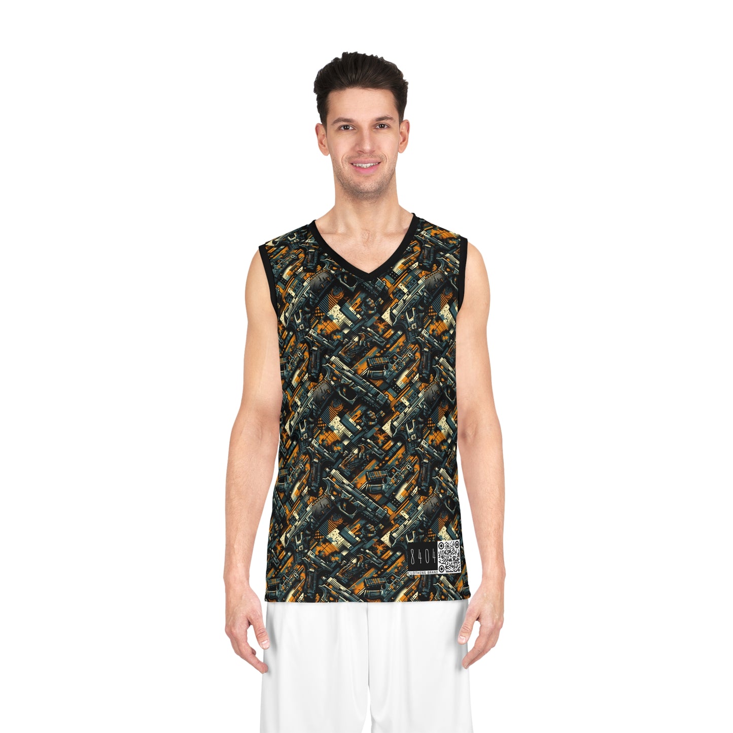 Digital Punk Futuristic Grunge Basketball Jersey - 8404 Design-47