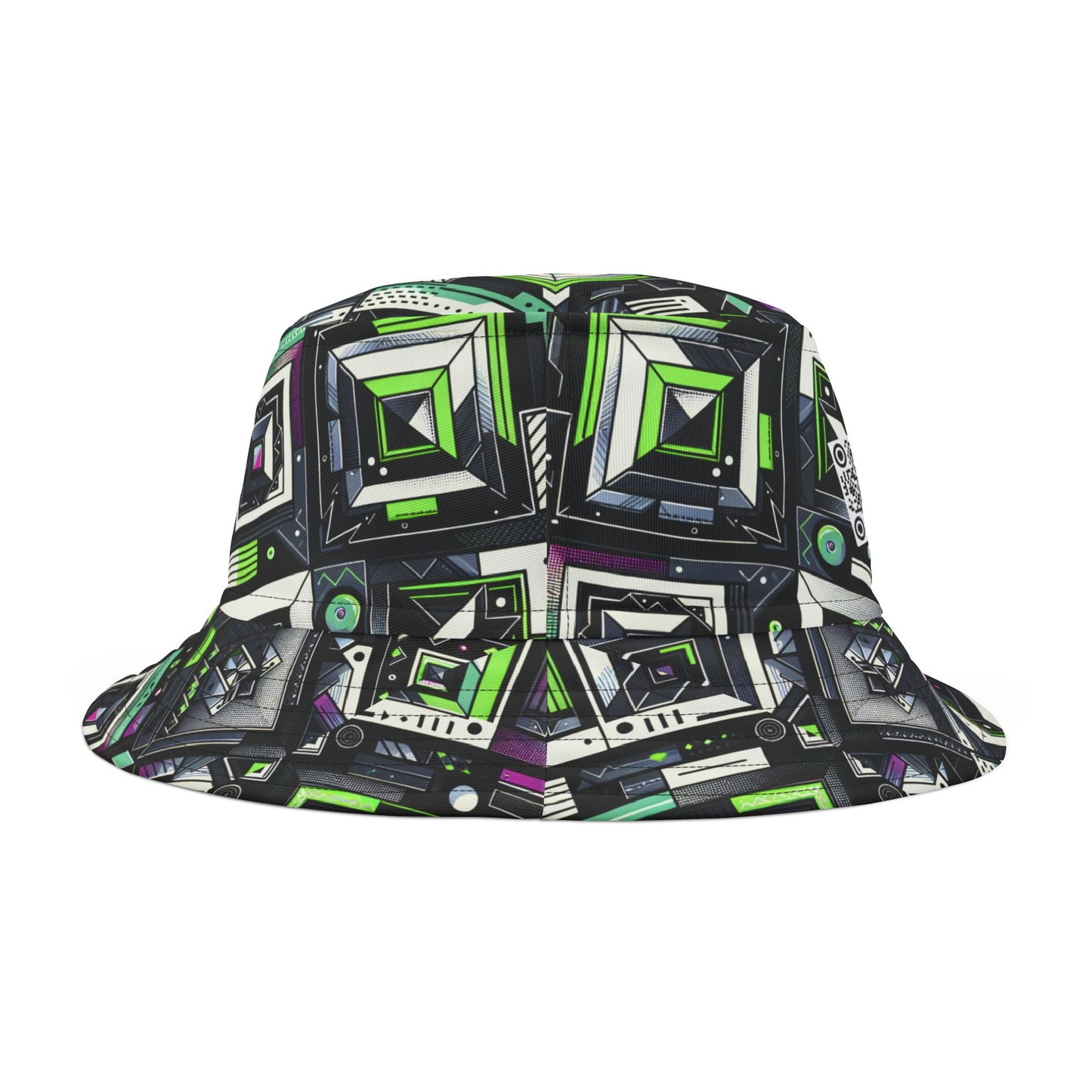 Retro Futurism Graphics Tech-Forward Streetwear Bucket Hat - 8404 Design-48